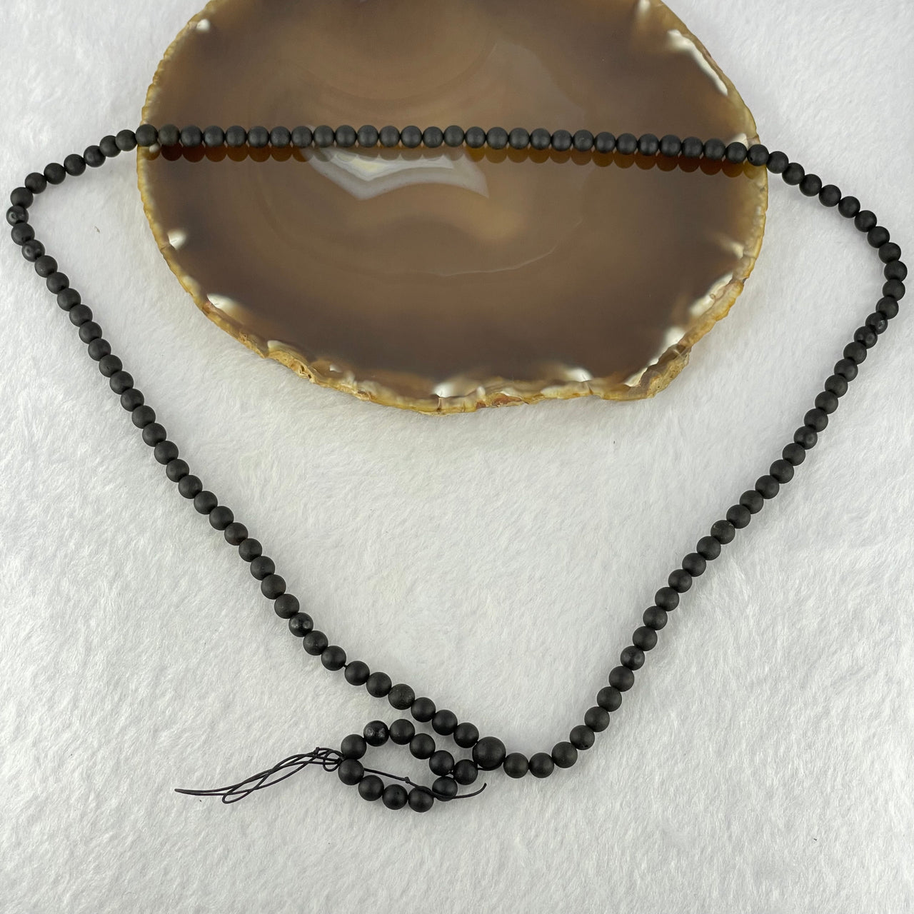 Natural Dark Matt Black Amber Beads Necklace 天然大黑天翁琥珀项链 11.40g 58cm 5.7mm 108 Beads - Huangs Jadeite and Jewelry Pte Ltd