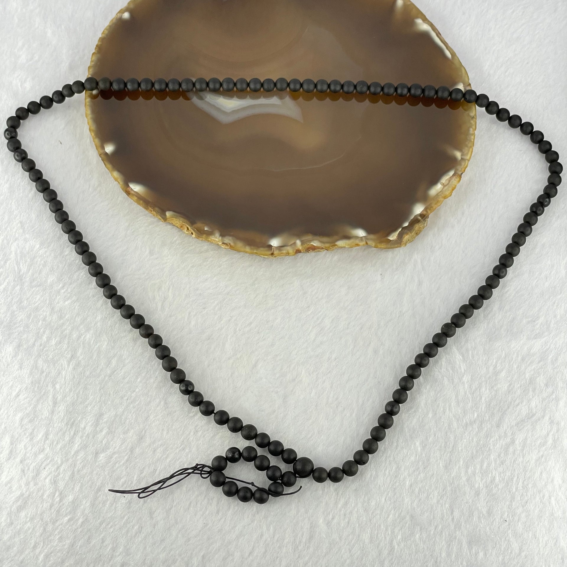 Natural Dark Matt Black Amber Beads Necklace 天然大黑天翁琥珀项链 11.40g 58cm 5.7mm 108 Beads - Huangs Jadeite and Jewelry Pte Ltd