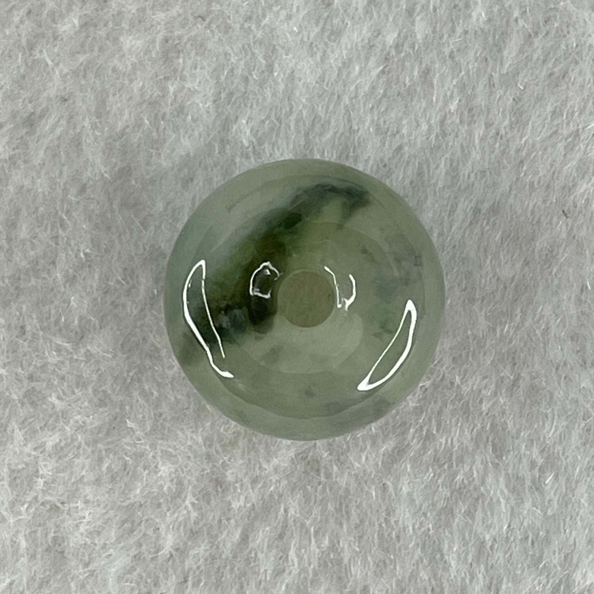 Type A Light Green with Dark Green Patches Jadeite Ping An Kou Charm/Pendant 2.55g 13.1 by 7.3mm - Huangs Jadeite and Jewelry Pte Ltd