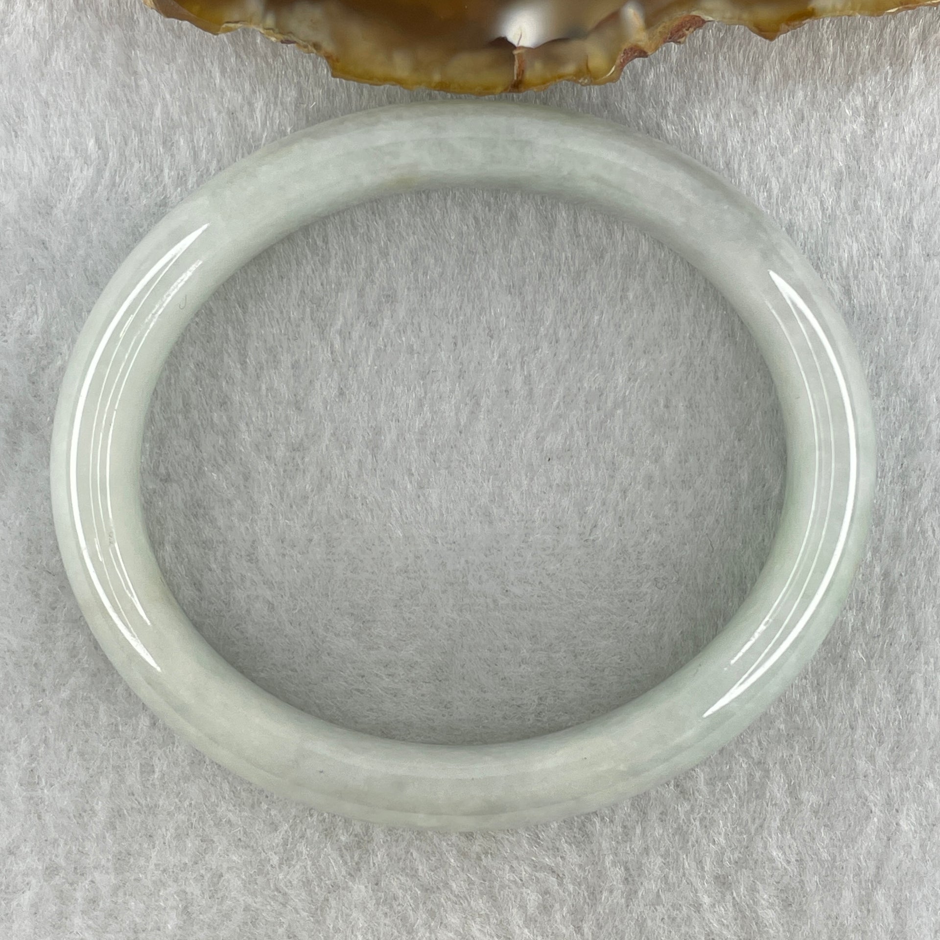 Natural Type A Faint Green Faint Lavender Jadeite Oval Bangle 42.10g Inner Diameter 55.2mm 12.8 by 7.4mm (Very Very Slight Internal Lines) - Huangs Jadeite and Jewelry Pte Ltd