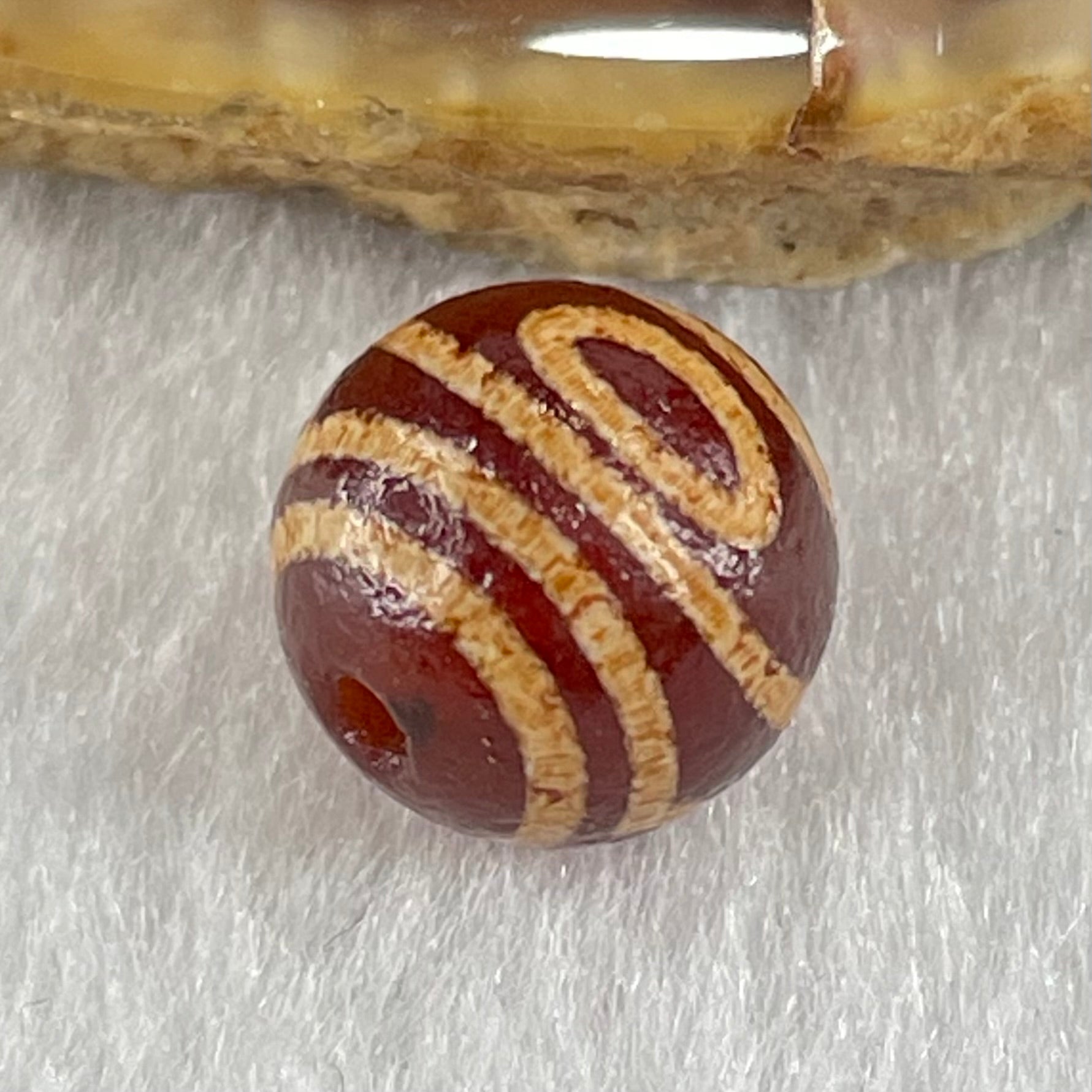 Natural Powerful Tibetan Old Oily Agate 2 Eye Dzi Bead Heavenly Master (Tian Zhu) 二眼天珠 1.42g 10.1 by 10.3mm - Huangs Jadeite and Jewelry Pte Ltd