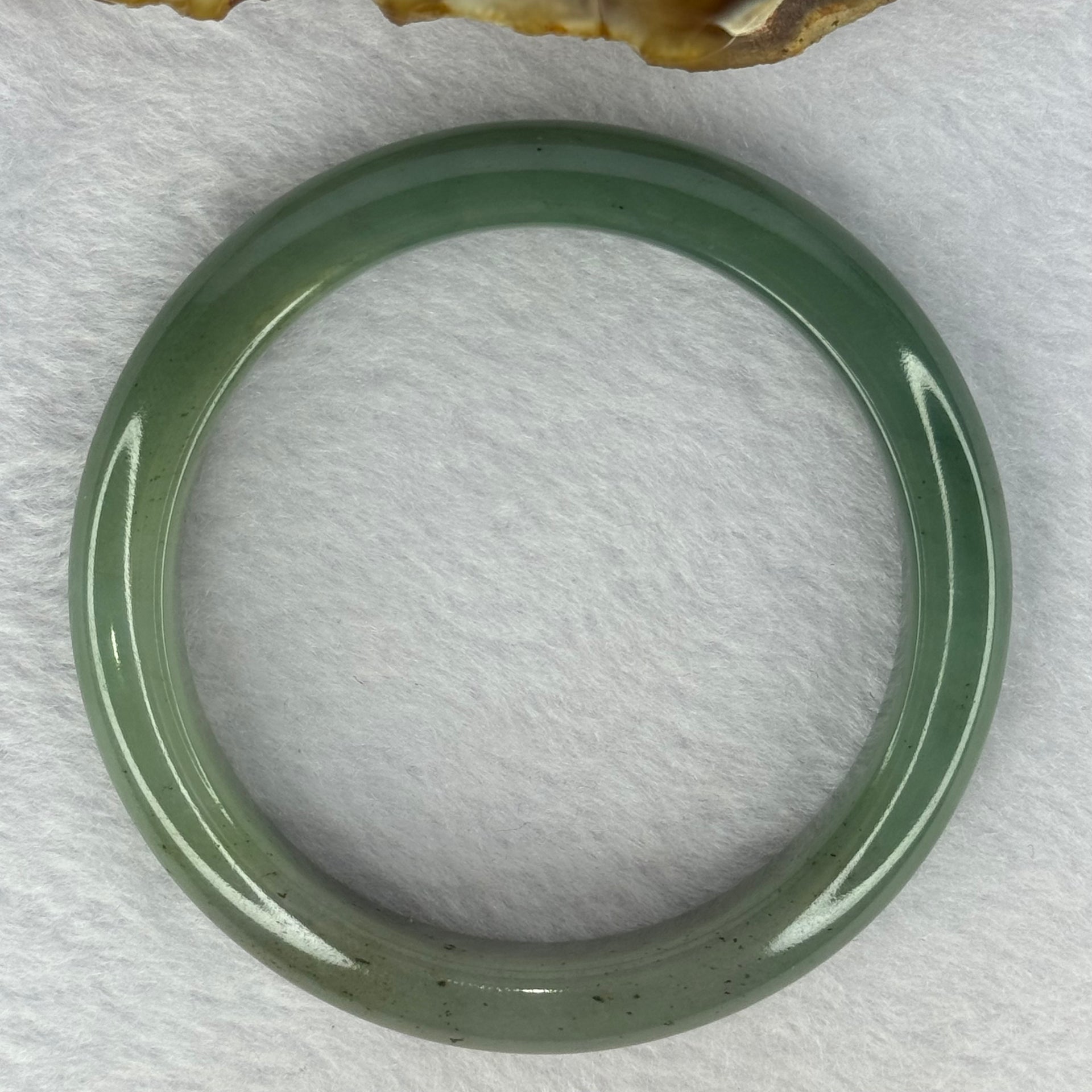 Type A Blueish Green with Black and Brownish Yellow Spots Jadeite Bangle 46.22g Internal Diameter 55.1mm 10.2 by 8.0mm (Very Slight Inter Line) - Huangs Jadeite and Jewelry Pte Ltd