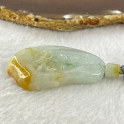 Type A Green  Yellow Lavender Jadeite Guan Yin with Lotus Flower Pendant 35.08g 52.1 by 29.4 by 10.3mm - Huangs Jadeite and Jewelry Pte Ltd