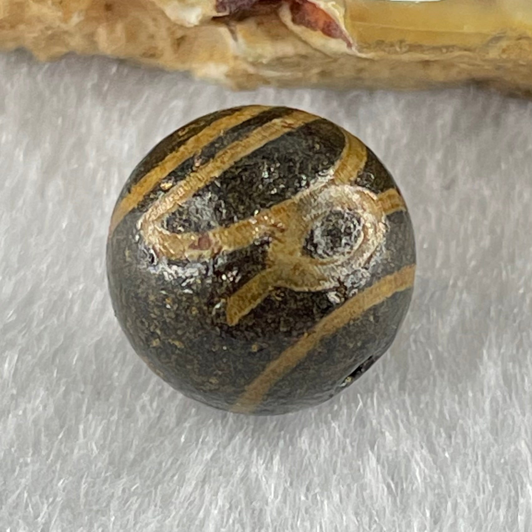 Natural Powerful Tibetan Old Oily Agate 5 Cai Shen Dzi Bead Heavenly Master (Tian Zhu) 1.47g 10.0 by 10.2mm - Huangs Jadeite and Jewelry Pte Ltd