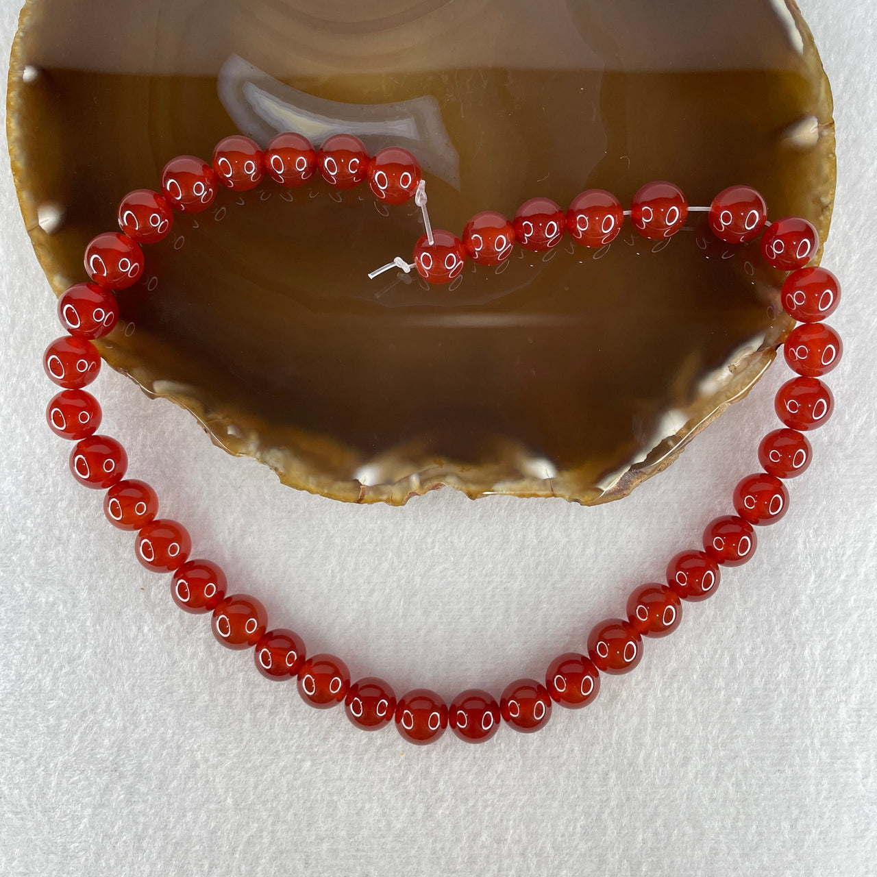 Certified Natural Red Agate Chalcedony Beads Loose Beads for Bracelet 50.82g 37cm 10.4mm 38 Beads