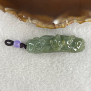 Natural Type A Green with Brownish Jadeite Bat with Coins and Ruyi Pendant Charm 16.14g 50.7 by 15.0 by 14.7mm - Huangs Jadeite and Jewelry Pte Ltd