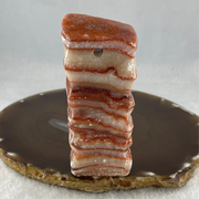 Natural Red Calcite Pork Belly Meat Look Alike Display or handplay 170.54g 39.5 by 23.8 by 90.6mm - Huangs Jadeite and Jewelry Pte Ltd