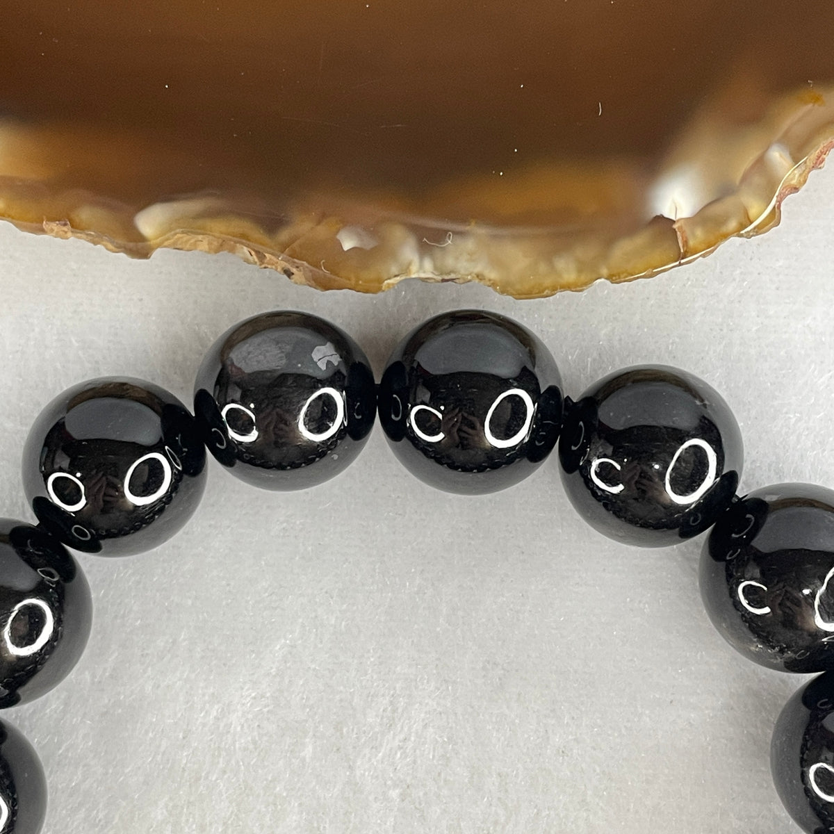 Certified Good Grade Natural Black Hypersthene Enstatite Beads Bracelet | 18cm Master Executive Strand of 15 Matched 15.4mm Statement Beads (89.40g | Metallic Silver Schiller Sheen | "Velvet Labradorite" Shielding & Laser Focus)