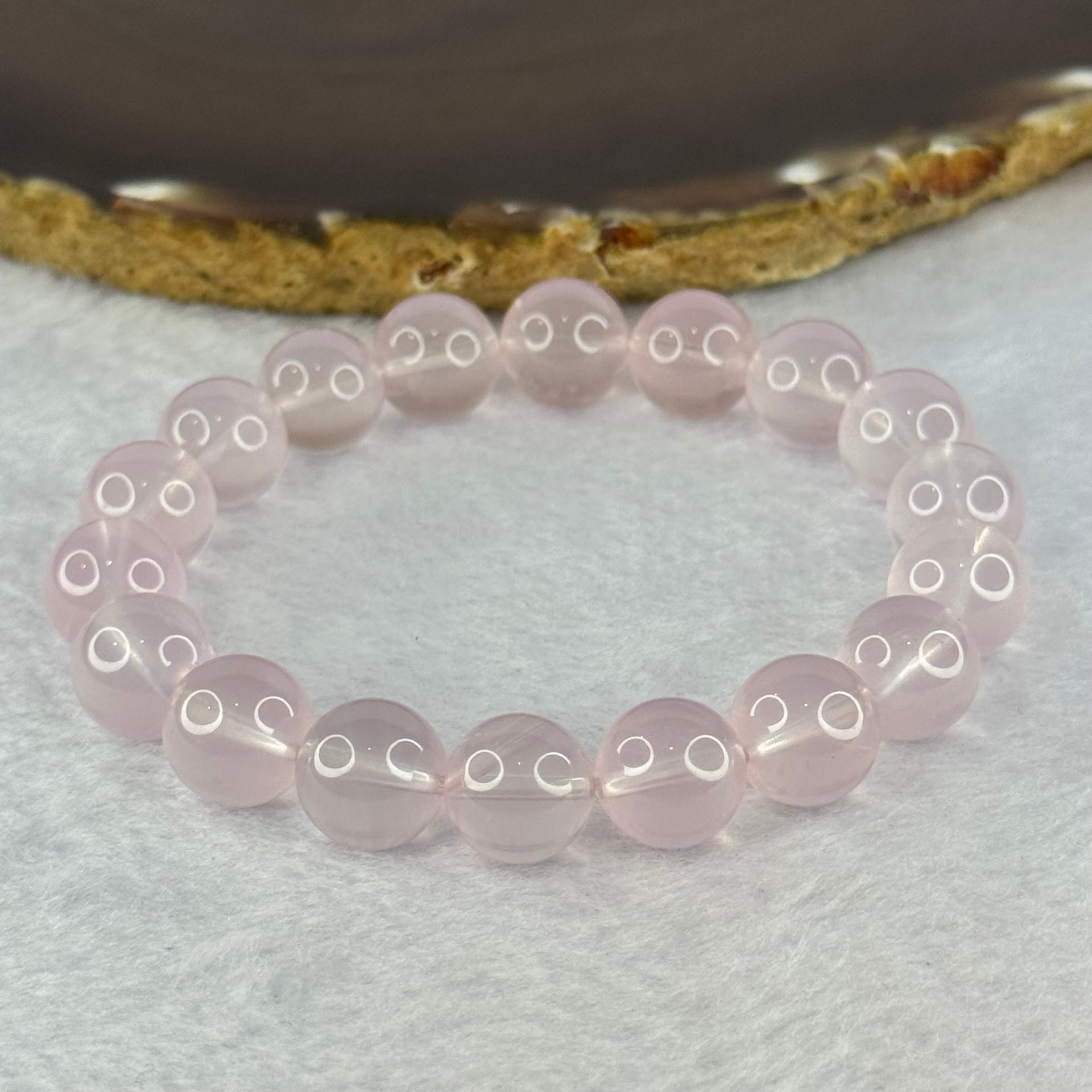 Natural Rose Quartz Beads Bracelet 天然玫瑰石英珠手链 34.47g 17cm 11.4mm 18 Beads - Huangs Jadeite and Jewelry Pte Ltd