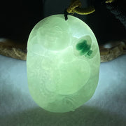 Type A Light Green with Dark Green Spot Jadeite Milo Buddha Pendant 37.98g 48.2 by 34.5 by 12.6mm - Huangs Jadeite and Jewelry Pte Ltd