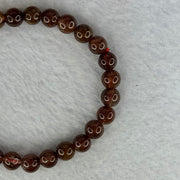 Natural Copper Rutilated Quartz Beads Bracelet 天然銅髮晶手镯 13.93g 16cm 7.4mm 27 Beads - Huangs Jadeite and Jewelry Pte Ltd