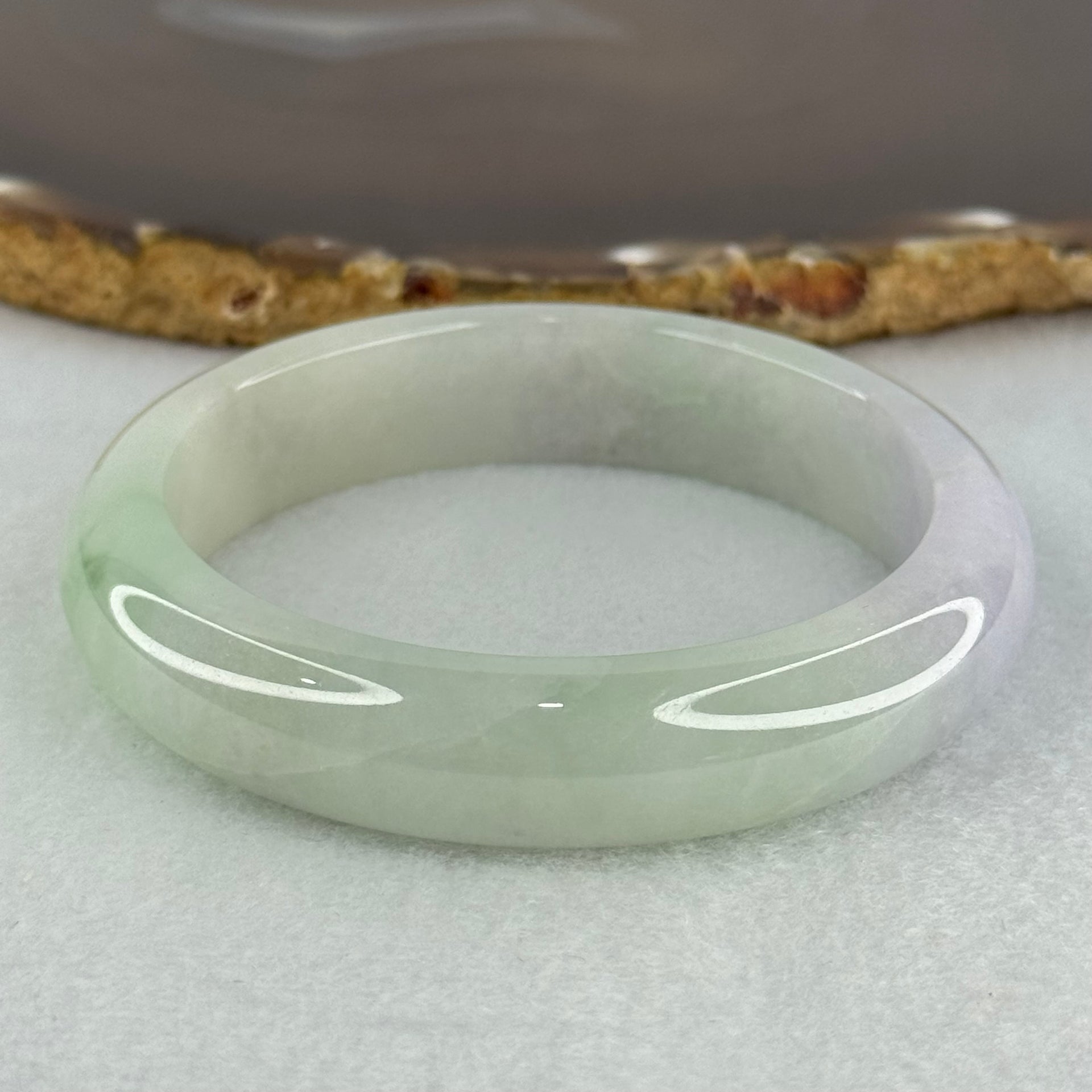 Type A Light Green and Lavender Jadeite Bangle Internal Diameter 55.3mm 81.56g 13.3 by 8.1mm (Internal Lines) - Huangs Jadeite and Jewelry Pte Ltd