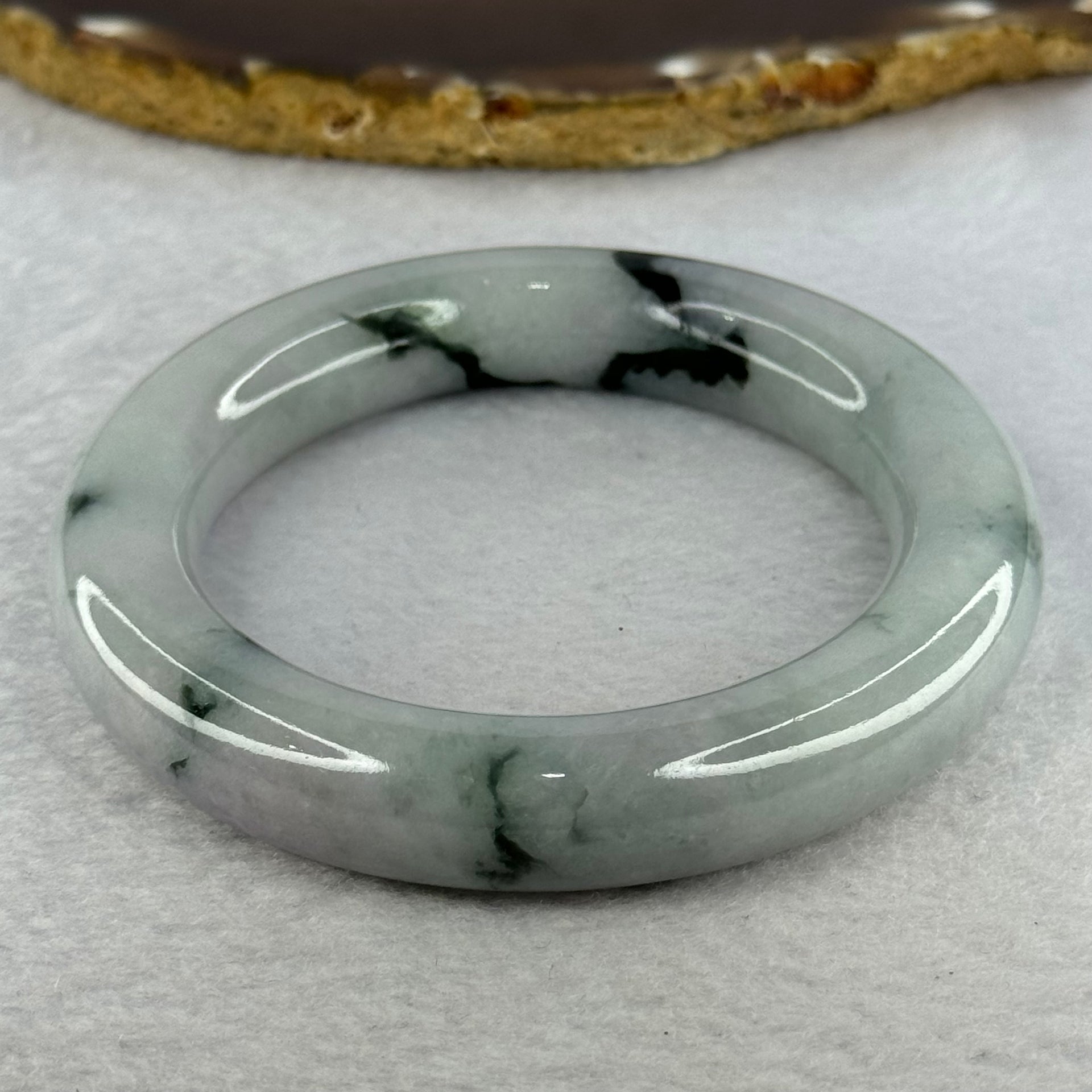 Type A Green Lavender with Moss Green Patches Jadeite Bangle Internal Diameter 57.4mm 97.51g 13.1 by 12.8mm (Very Slight External Rough) - Huangs Jadeite and Jewelry Pte Ltd