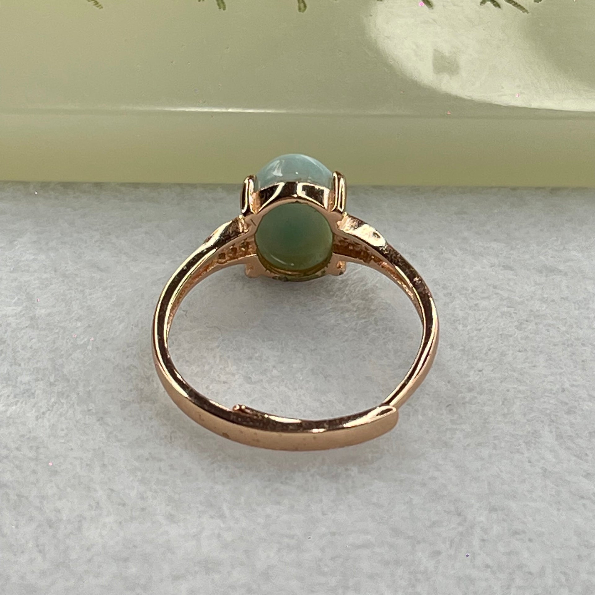Natural Larimar in S925 Silver Rose Gold Color Ring (Adjustable Size) 2.36g 9.4 by 7.8 by 5.5mm - Huangs Jadeite and Jewelry Pte Ltd
