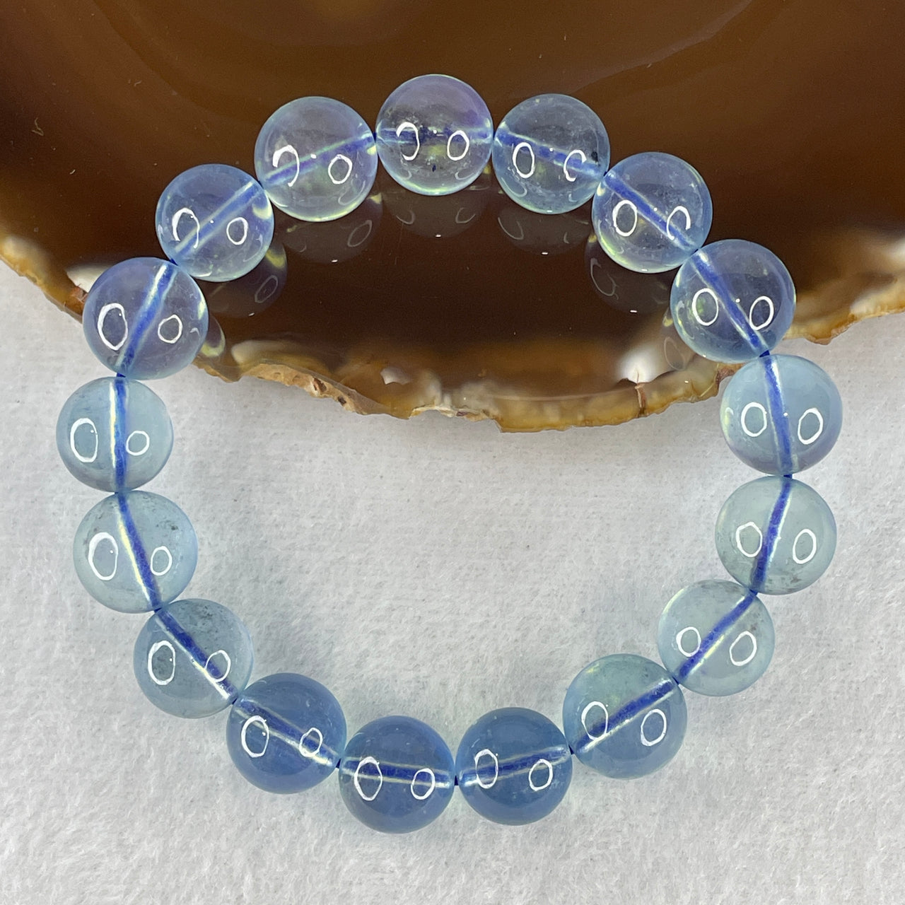 Certified Very Good Natural Transparent Aquamarine Beads Bracelet 44.20g 17cm 12.8mm 17 Beads