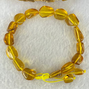 Natural Yellow Amber Beads String Bracelet 11.10g 18cm 14.0 by 11.8 by 8.1mm 15 Beads - Huangs Jadeite and Jewelry Pte Ltd