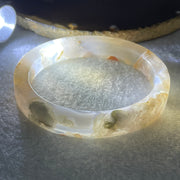Natural Pink Flower Agate Set Oval Bangle 77.72g Inner Diameter 56.4mm 10.2 by 6.8mm (Perfect) - Huangs Jadeite and Jewelry Pte Ltd