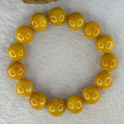 Type A Yellow Jadeite Beads Bracelet 66.62g 18cm 13.8mm 15 Beads (Burned) - Huangs Jadeite and Jewelry Pte Ltd