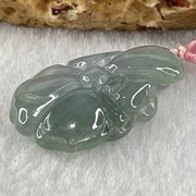 Type A Semi Icy Blueish Green with Lavender Lotus Flower Jadeite Flower Pendant 5.44g 27.3 by 17.5 by 7.9mm - Huangs Jadeite and Jewelry Pte Ltd