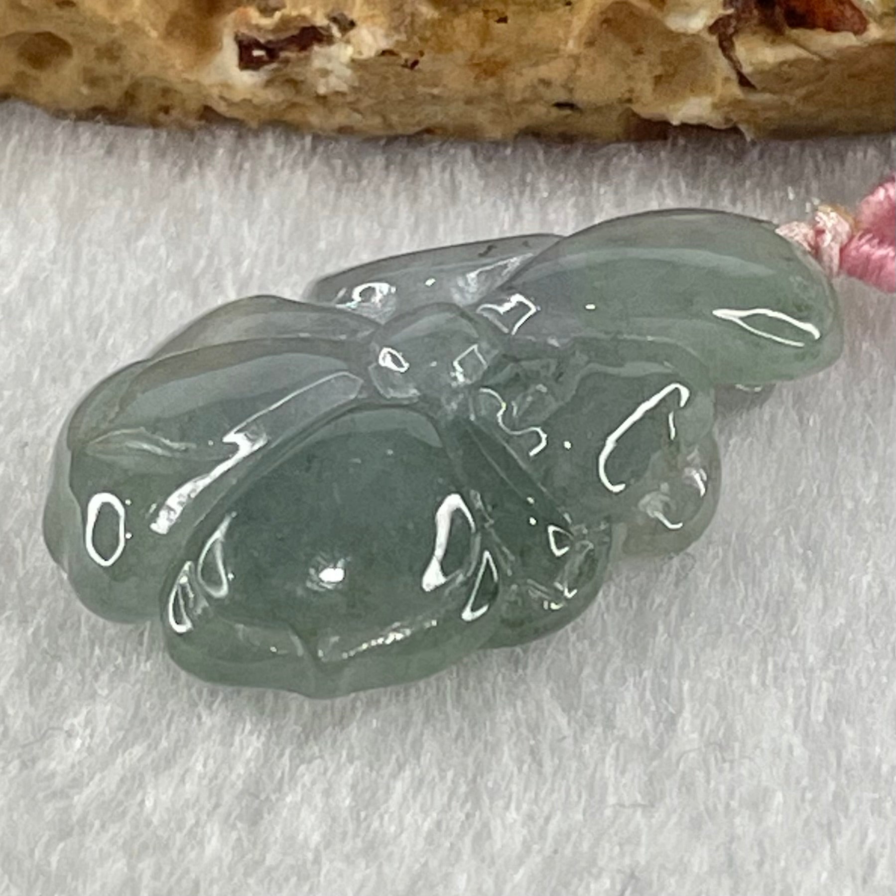 Type A Semi Icy Blueish Green with Lavender Lotus Flower Jadeite Flower Pendant 5.44g 27.3 by 17.5 by 7.9mm - Huangs Jadeite and Jewelry Pte Ltd
