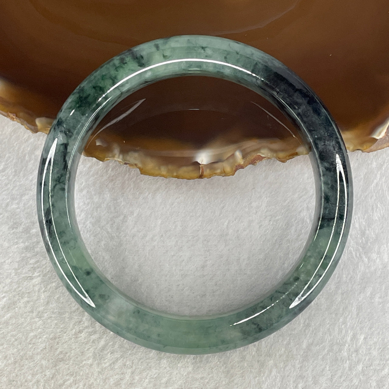 Certified Natural Type A Semi Icy Green with Dark Blueish Green Piao Hua Bangle 58.92g Internal Diameter 59.5mm 11.2 by 9.6mm (Internal Lines) - Huangs Jadeite and Jewelry Pte Ltd