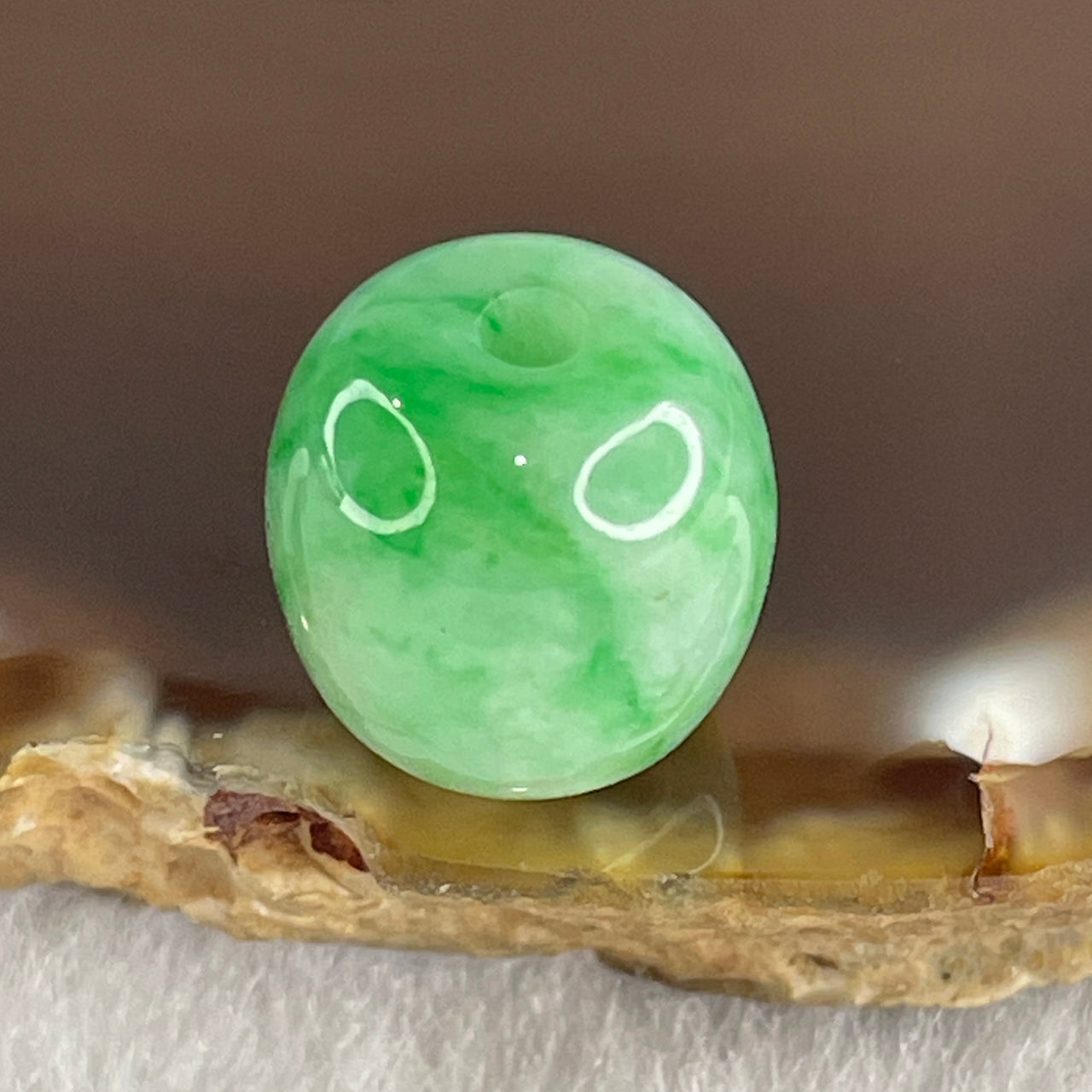 Certified Natural Type A Apple Green Jadeite Lulutong Charm Pendant 3.98g 12.4 by 12.3mm - Huangs Jadeite and Jewelry Pte Ltd