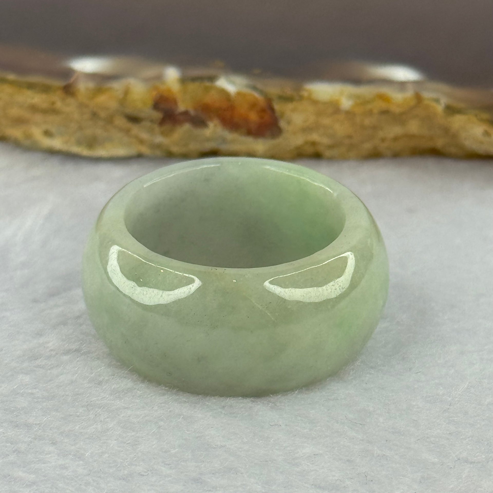 Type A Green with Lavender Jadeite Ring 11.09g 12.8 by 4.5mm US10.5 HK23.5 (Slight External Rough? - Huangs Jadeite and Jewelry Pte Ltd