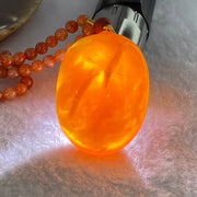 Rare Natural Pinkish Red Amber Beads Necklace 47.30g Pendant 51.9 by 37.1 by 16.9mm, 5.9mm 96 Beads - Huangs Jadeite and Jewelry Pte Ltd