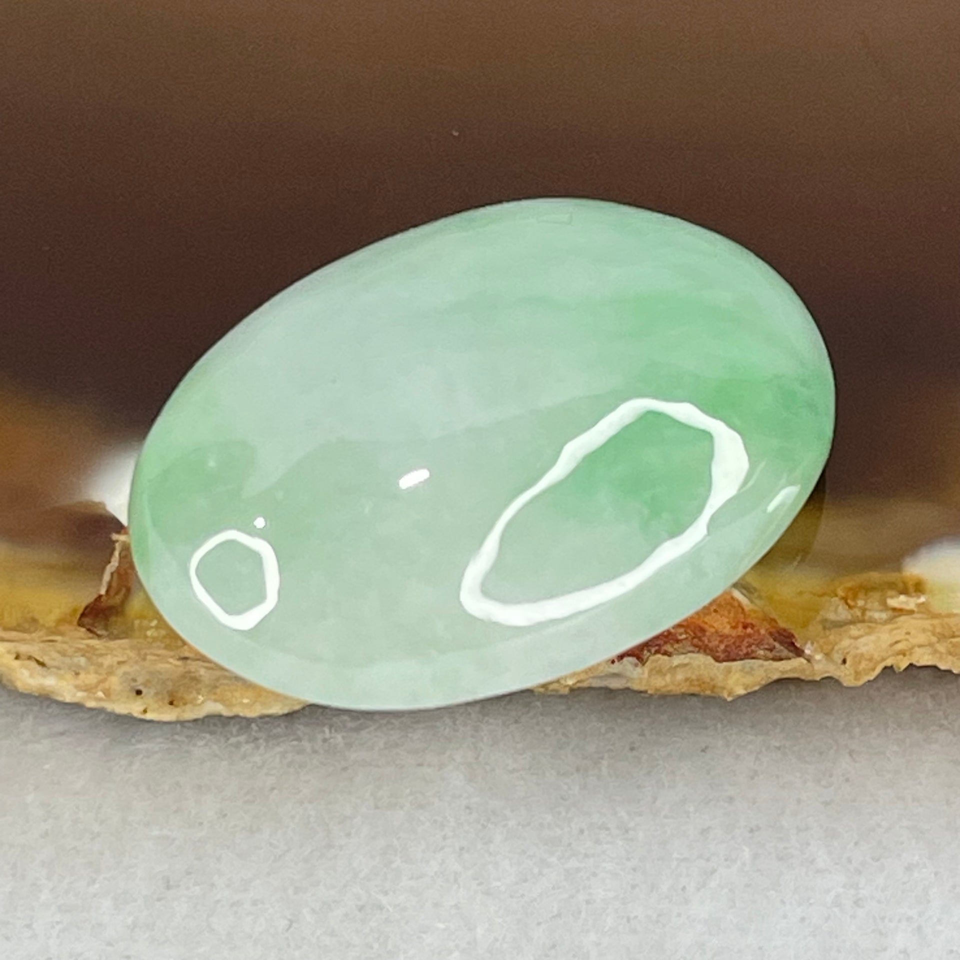 Type A Faint Lavender and Light Green Jadeite Cabouchon Stone For Setting 5.13g 22.8 by 15.8 by 8.0mm - Huangs Jadeite and Jewelry Pte Ltd