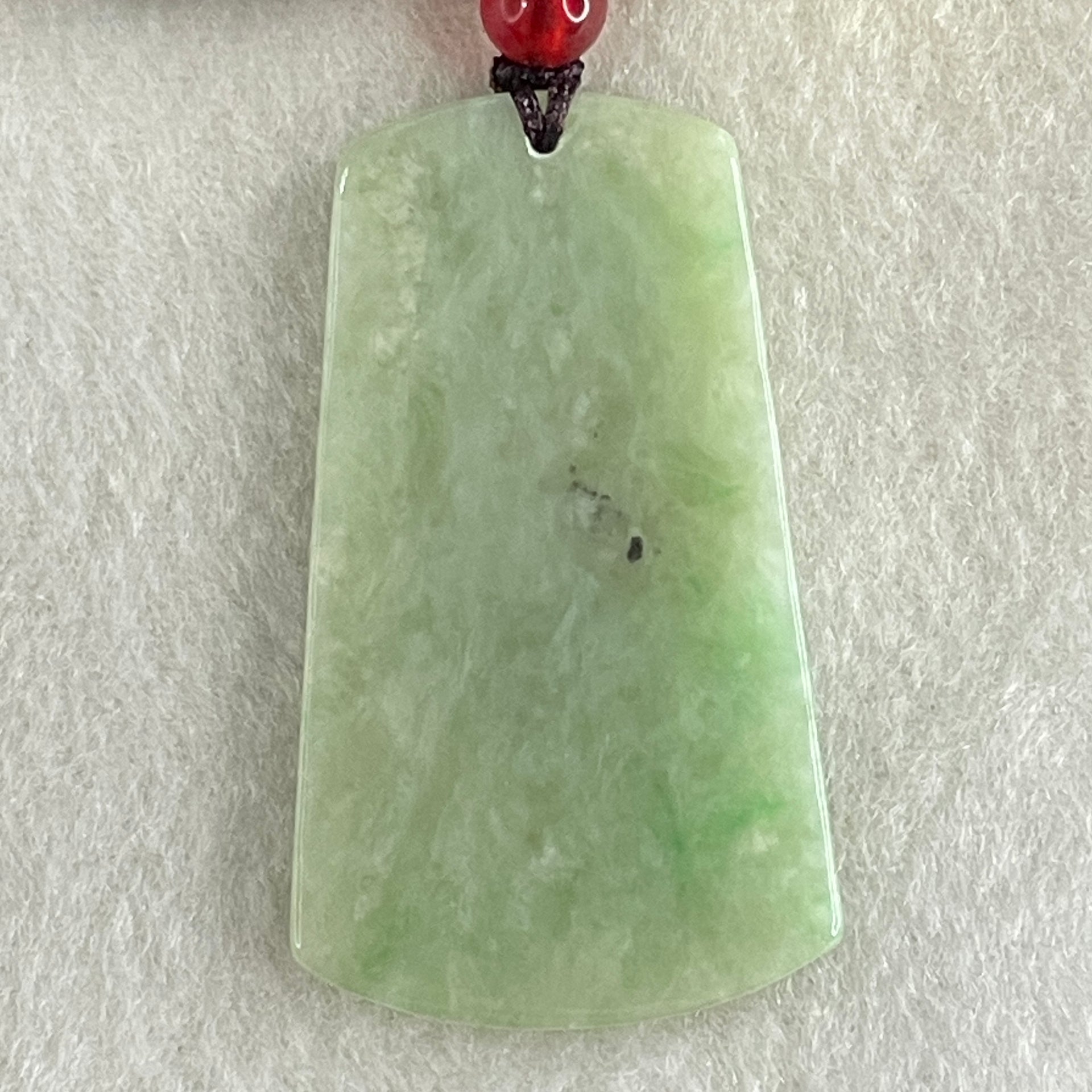 Natural Type A Green Jadeite Wu Shi Pai Pendant 14.53g 43.5 by 25.9 by 4.0mm - Huangs Jadeite and Jewelry Pte Ltd