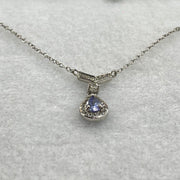 Natural Blue Topaz in S925 Sliver Necklace 2.29g 6.2 by 4.6 by 3.4mm - Huangs Jadeite and Jewelry Pte Ltd