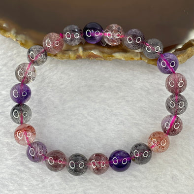 Good Grade Natural Super 7 Crystal Beads Bracelet 天然超级七水晶珠手链 19.84g 16cm 8.9mm 22 Beads - Huangs Jadeite and Jewelry Pte Ltd