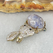 Rare Natural Blue Dumortierite Rutilated Quartz in S925 Sliver Rabbit Pendant 2.44g 10.0 by 7.3 by 5.0mm - Huangs Jadeite and Jewelry Pte Ltd