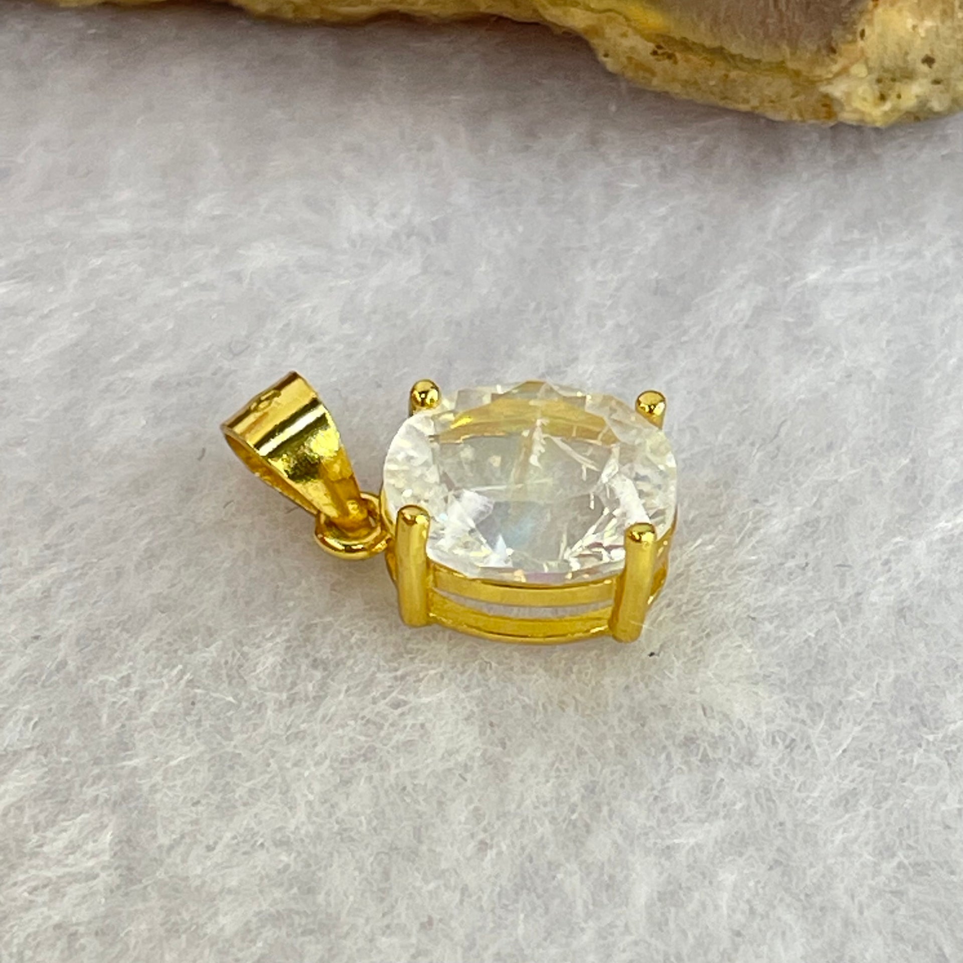 Natural Madagascar Blue Moonstone in S925 Silver Gold Color Pendant 1.24g 10.0 by 8.0 by 5.0mm - Huangs Jadeite and Jewelry Pte Ltd