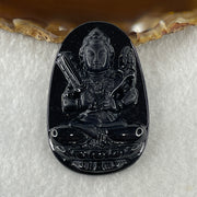 Type A Opaque to Partial Translucent Black Omphacite Jadeite Akasagarbha Bodhissattva Pendant Ox and Tiger Zodiac Guardian 17.04g 52.7 by 34.2 by 7.4mm - Huangs Jadeite and Jewelry Pte Ltd