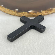 Type A Opaque Black Jadeite Cross Pendant 19.85g 64.8 by 41.5 by 6.9mm - Huangs Jadeite and Jewelry Pte Ltd