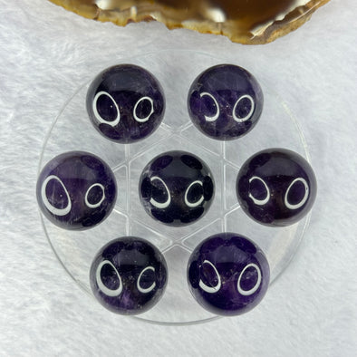 Natural Amethyst 7 Sphere Ball Set 136.81g 80.1 by 32.6mm Diameter 22.1 x 7 pcs - Huangs Jadeite and Jewelry Pte Ltd