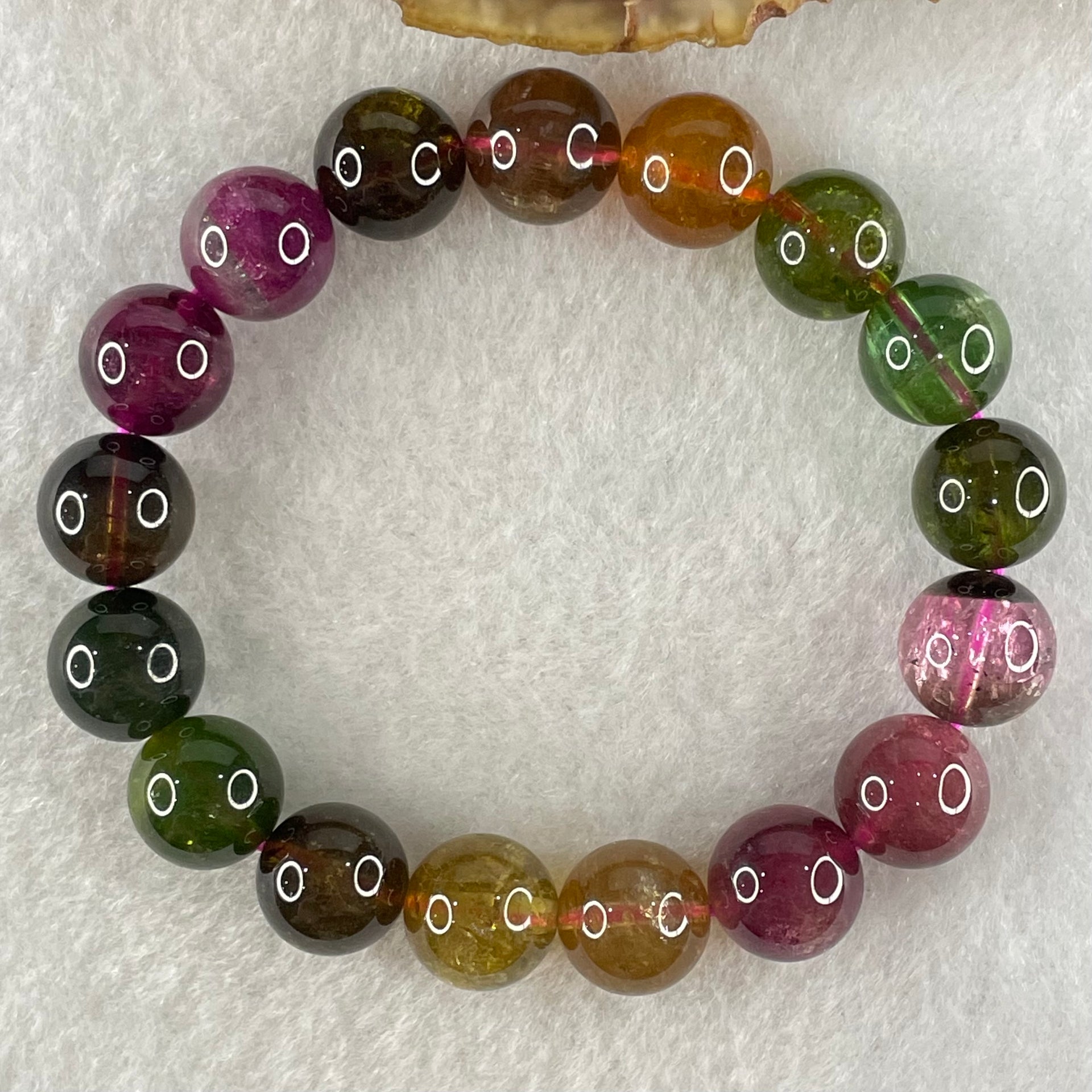 Good Grade Natural Tourmaline Crystal Bracelet 电气石 34.73g 15.5cm 10.9mm 17 Beads - Huangs Jadeite and Jewelry Pte Ltd