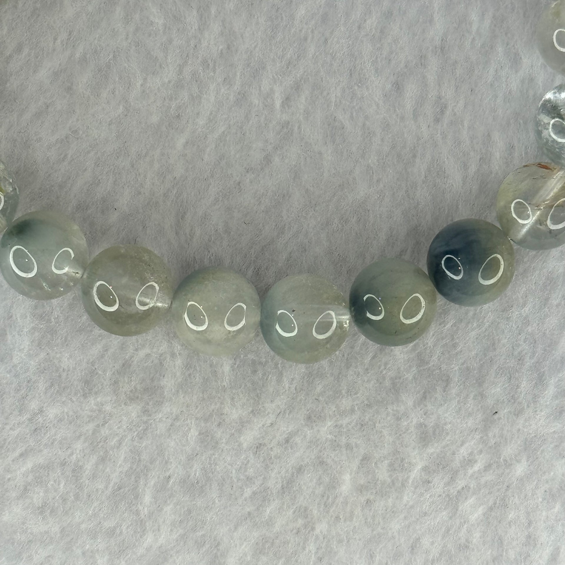 Natural Blue Rabbit Hair Rutilated Quartz Beads Bracelet 25.33g 16.5cm 9.9mm 20 Beads - Huangs Jadeite and Jewelry Pte Ltd
