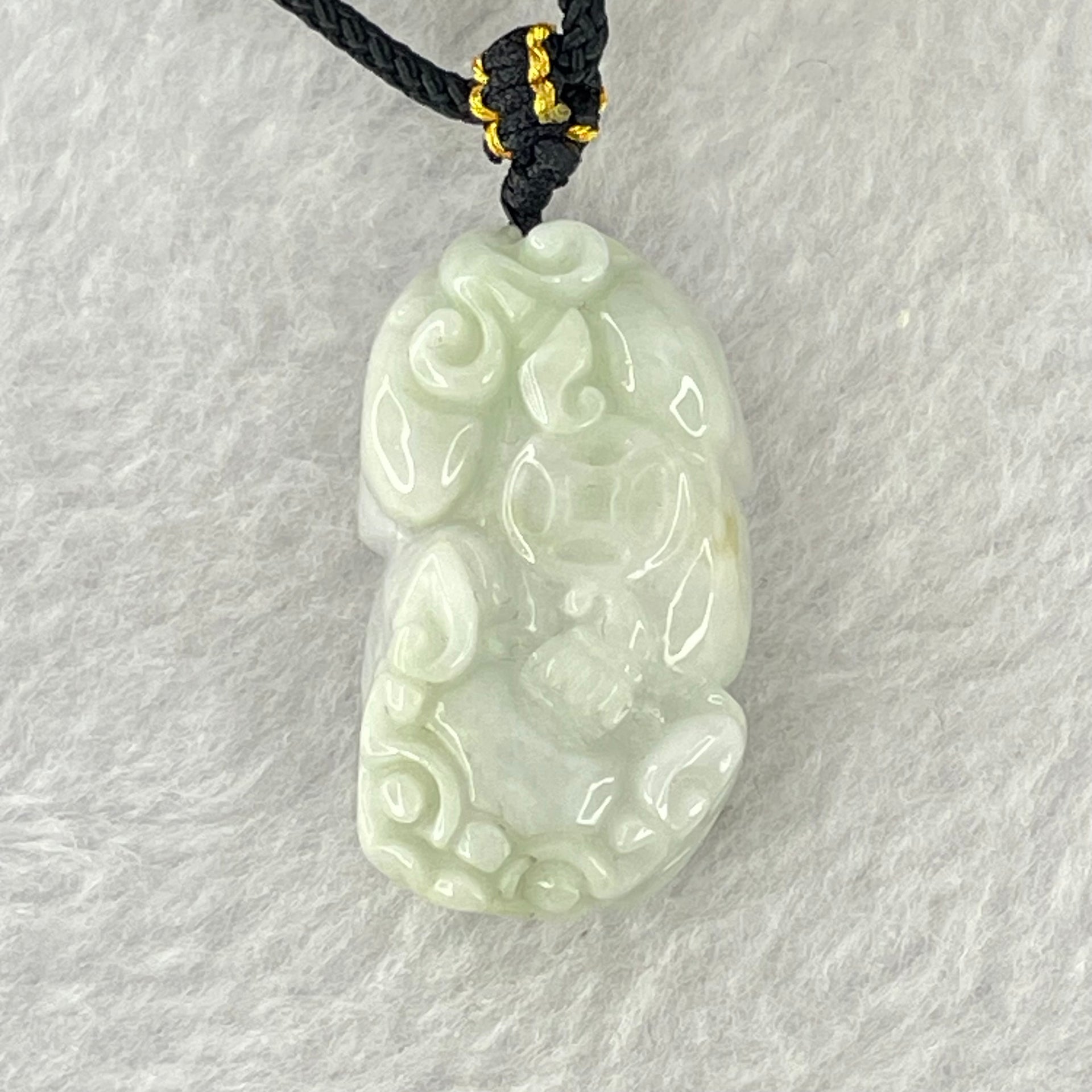 Type A Green and Lavender Jadeite Pixiu Necklace 14.48g 30.7 by 17.5 by 11.5mm - Huangs Jadeite and Jewelry Pte Ltd