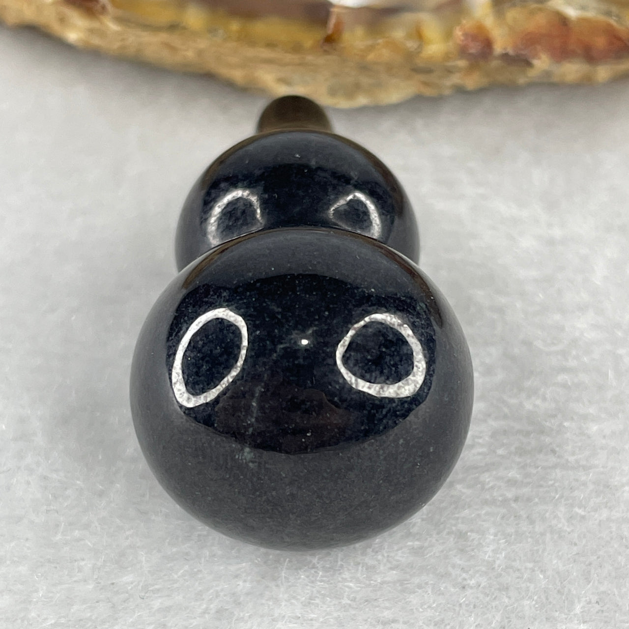 Harmony, Protection Stone - Certified Natural Type A Black Jadeite Mini Hulu Display 19.43g 35.6 by 19.8mm