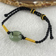 Type A Blueish Green Jadeite Ping An Kou Donut With String Bracelet 2.63g 14.9 by 6.6mm - Huangs Jadeite and Jewelry Pte Ltd