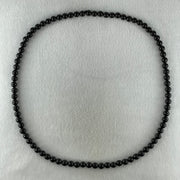 Type A Opaque Black Omphacite Jadeite Beads Necklace 75.66g 66cm 8.1mm 84 Beads - Huangs Jadeite and Jewelry Pte Ltd