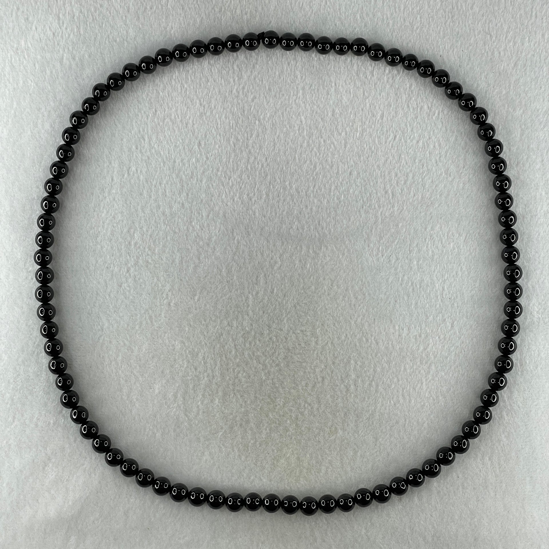 Type A Opaque Black Omphacite Jadeite Beads Necklace 75.66g 66cm 8.1mm 84 Beads - Huangs Jadeite and Jewelry Pte Ltd