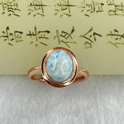 Natural Larimar in S925 Silver Rose Gold Color Ring (Adjustable Size) 2.55g 9.9 by 8.0 by 5.0mm - Huangs Jadeite and Jewelry Pte Ltd
