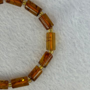 Natural Blood Flower Amber Lulutong Bracelet 天然血花琥珀手链 5.05g 16cm 10.3 by 6.3mm 15 Beads - Huangs Jadeite and Jewelry Pte Ltd