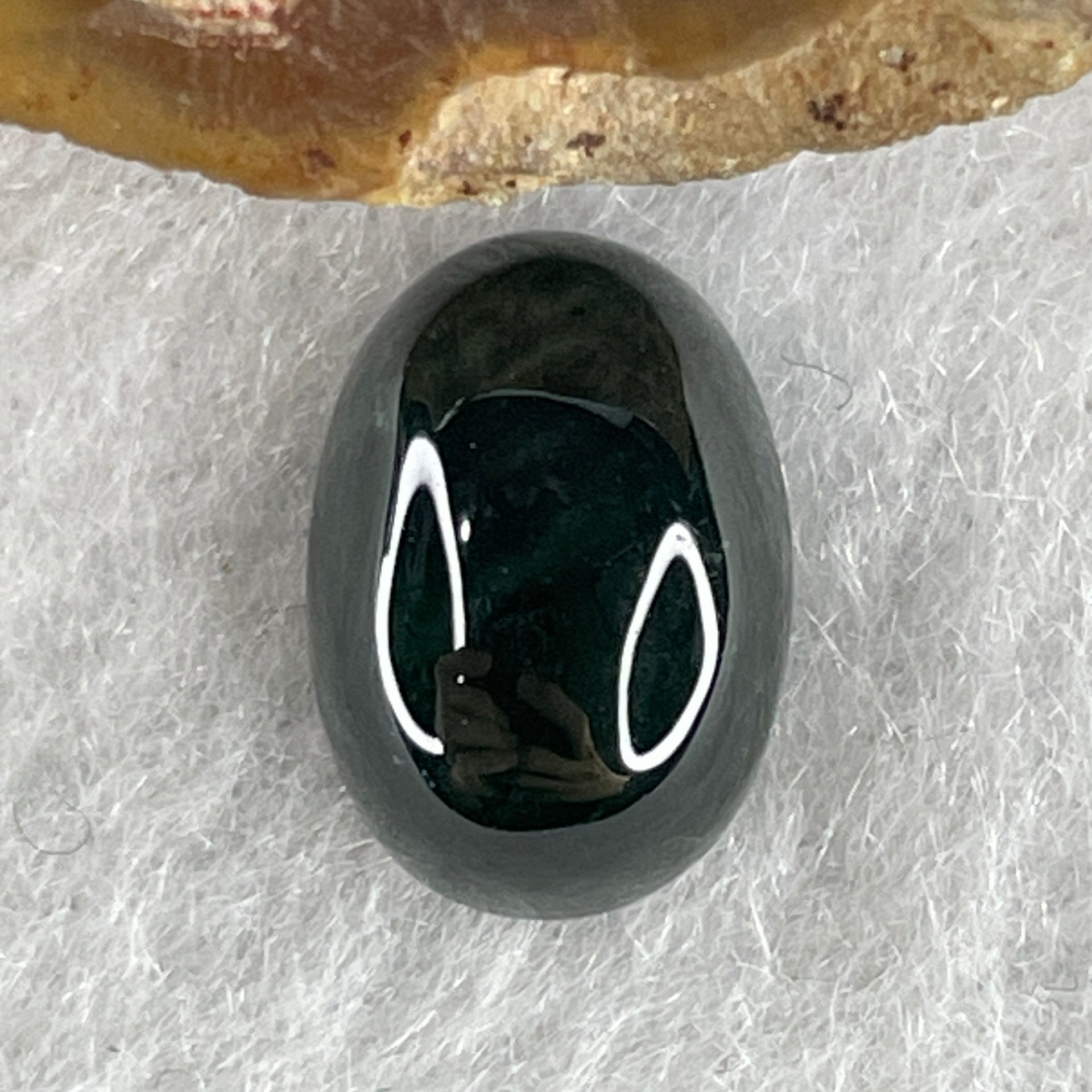 Type A Translucent Black Omphacite Jadeite Round Cabouchon Stone For Setting 1.09g 11.9 by 8.5 by 5.2mm - Huangs Jadeite and Jewelry Pte Ltd