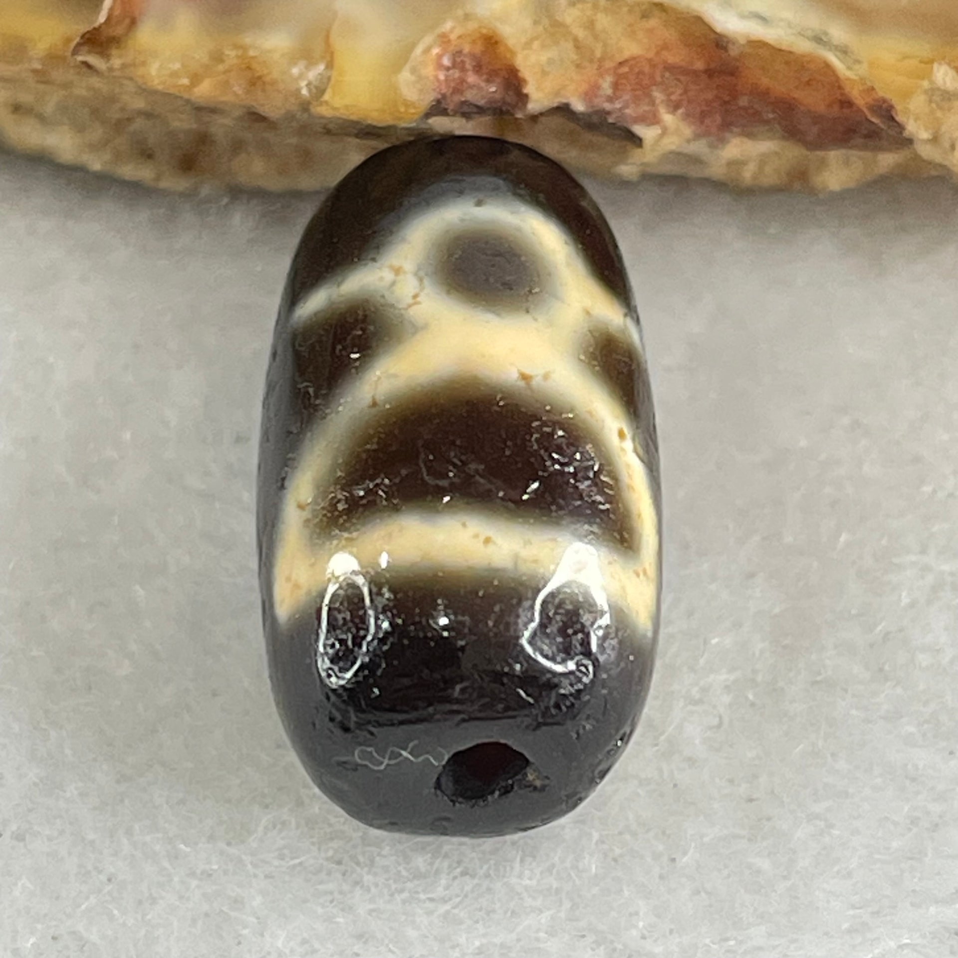Natural Powerful Tibetan Old Oily Agate 2 Cai Shen Dzi Bead Heavenly Master (Tian Zhu) 3.32g 19.2 by 10.5mm - Huangs Jadeite and Jewelry Pte Ltd