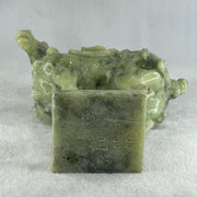 Natural Green Serpentine Victory Horse with Wooden Stand Display 2,539.2g 187.0 by 273.0 by 110.0mm - Huangs Jadeite and Jewelry Pte Ltd