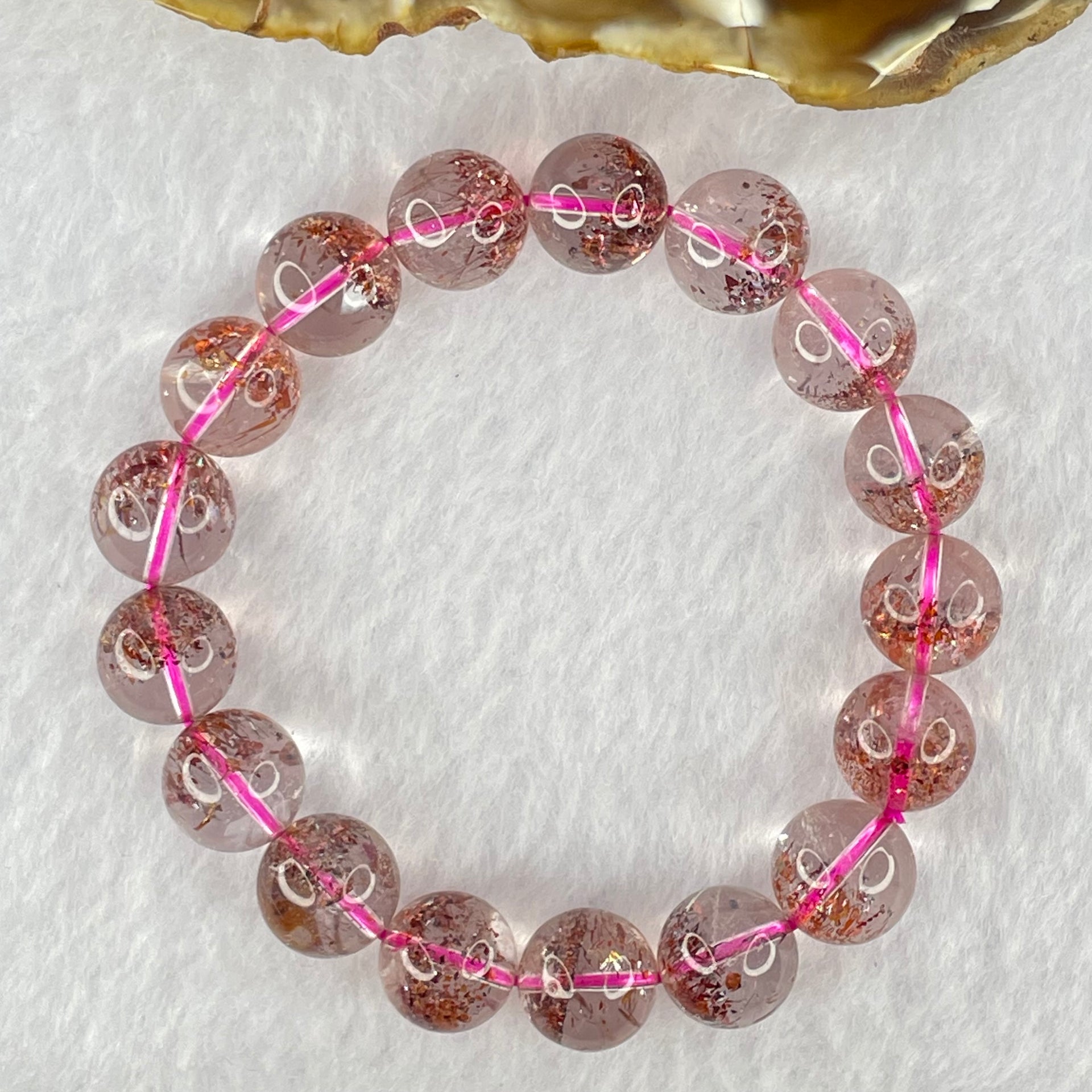 Good Grade Natural Strawberry Quartz Beads Bracelet 28.73g 15cm 10.9mm 17 Beads - Huangs Jadeite and Jewelry Pte Ltd